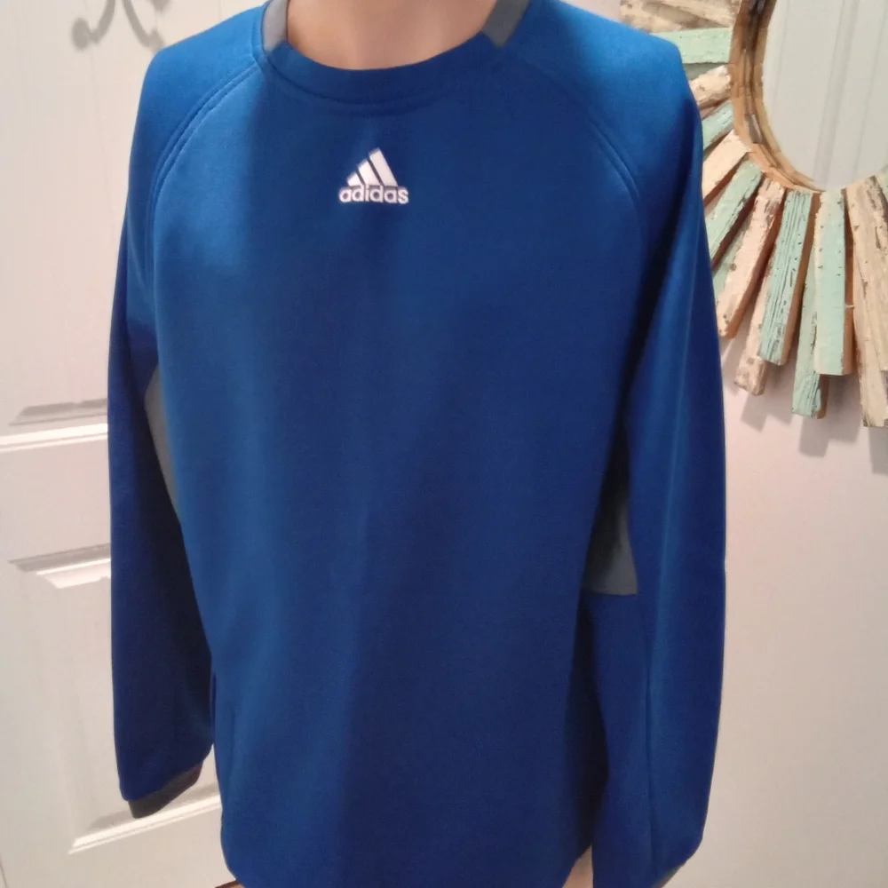 Adidas Men's Royal Blue & Gray Dugout Fleece Pullover Size M